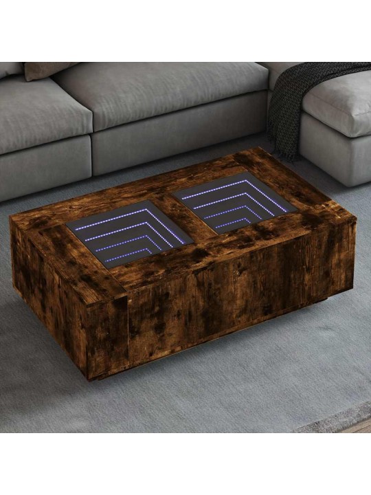 Konferenční stolek s infinity led kouřový dub 116 x 69 x 40 cm