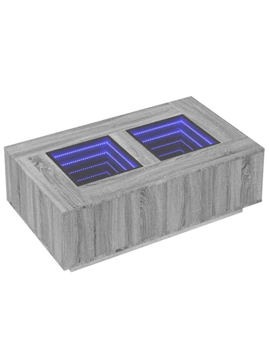 Konferenční stolek s infinity led šedý sonoma 116 x 69 x 40 cm