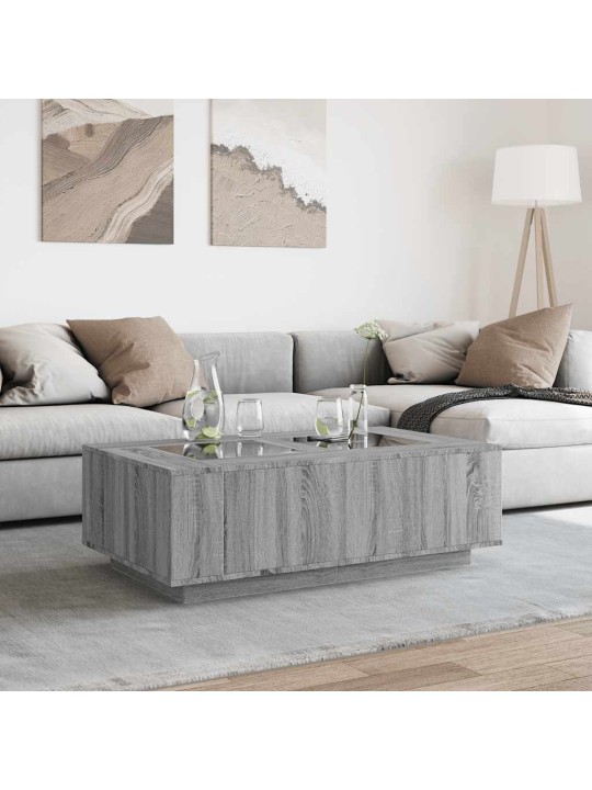Konferenční stolek s infinity led šedý sonoma 116 x 69 x 40 cm