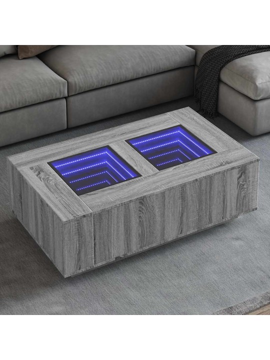 Konferenční stolek s infinity led šedý sonoma 116 x 69 x 40 cm