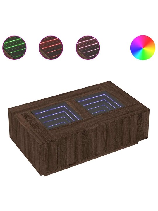 Konferenční stolek s infinity led hnědý dub 116 x 69 x 40 cm