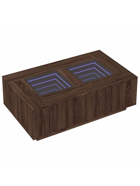 Konferenční stolek s infinity led hnědý dub 116 x 69 x 40 cm