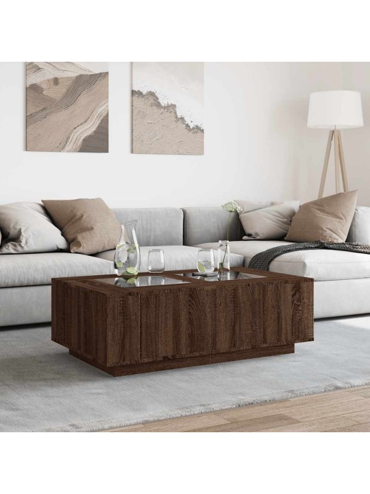 Konferenční stolek s infinity led hnědý dub 116 x 69 x 40 cm