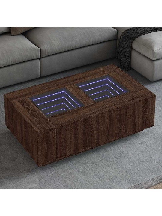 Konferenční stolek s infinity led hnědý dub 116 x 69 x 40 cm