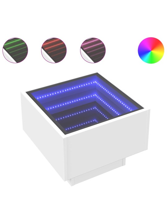 Noční stolek s Infinity LED bílý 40 x 40 x 30 cm