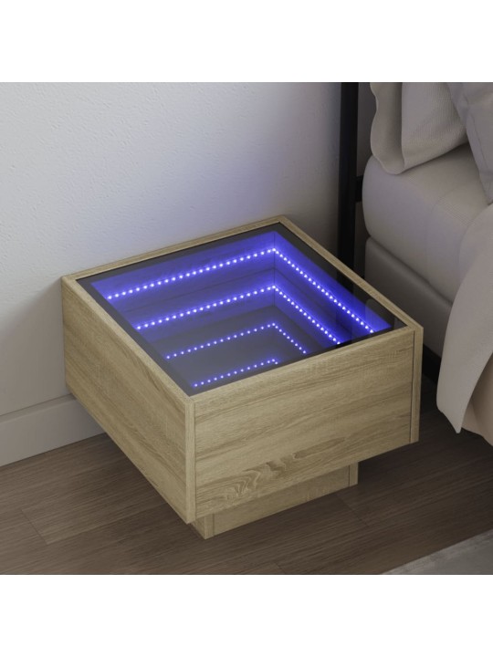Noční stolek s Infinity LED dub sonoma 40 x 40 x 30 cm