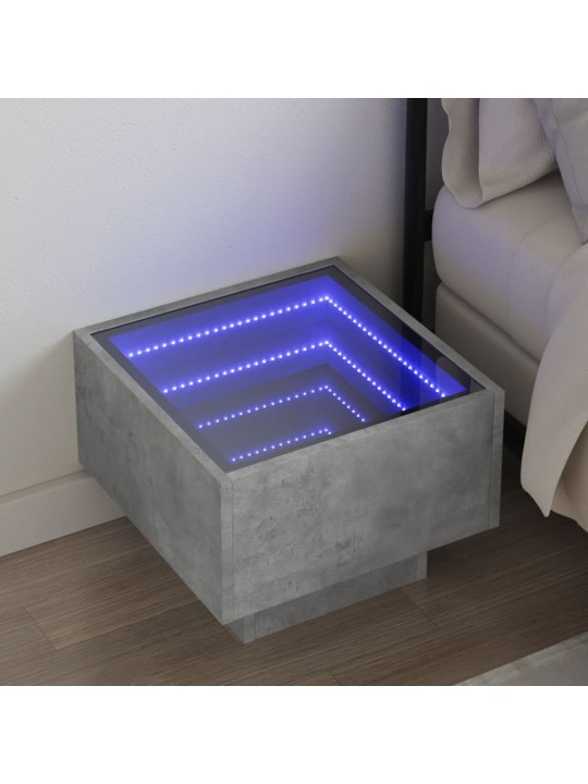 Noční stolek s Infinity LED betonově šedý 40 x 40 x 30 cm