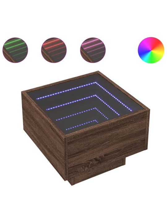 Noční stolek s infinity led hnědý dub 40 x 40 x 30 cm