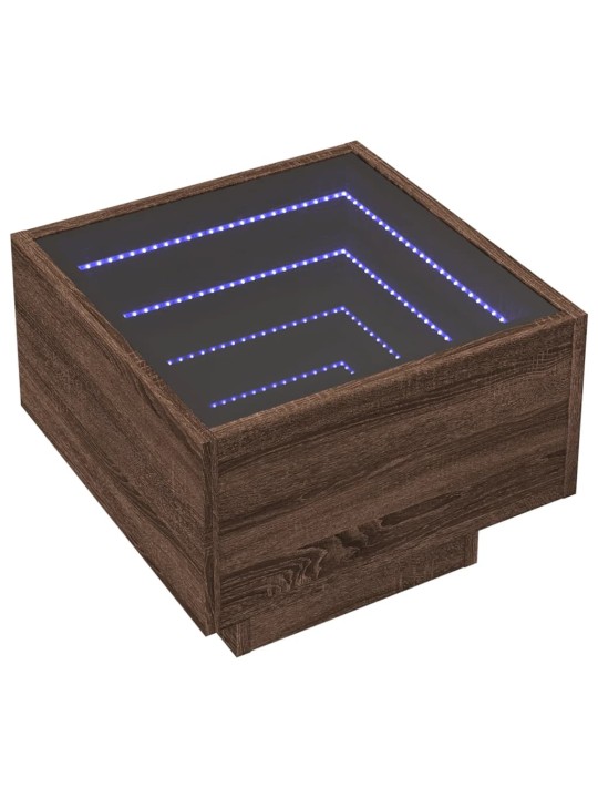 Noční stolek s infinity led hnědý dub 40 x 40 x 30 cm
