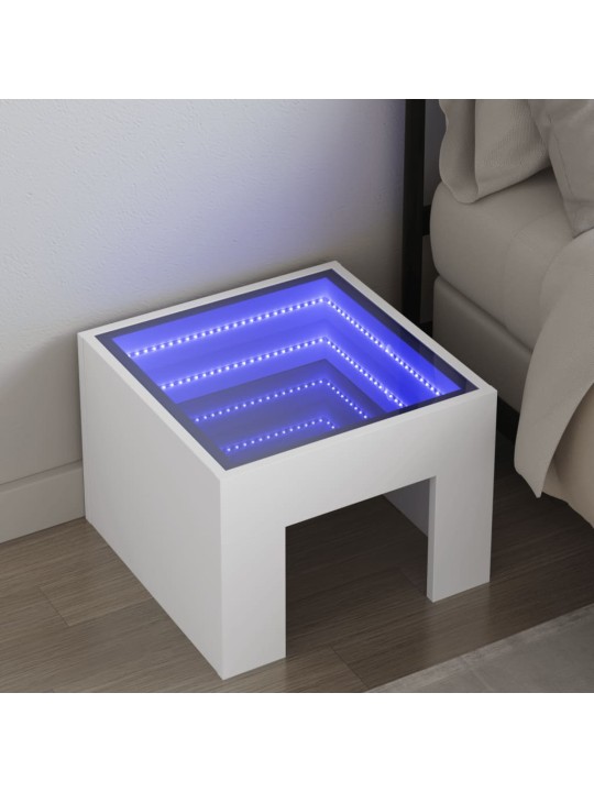 Noční stolek s Infinity LED bílý 40 x 40 x 30 cm