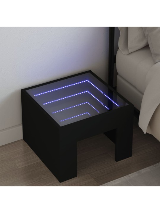 Noční stolek s Infinity LED černý 40 x 40 x 30 cm