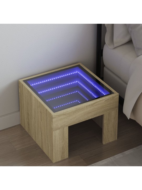 Noční stolek s Infinity LED dub sonoma 40 x 40 x 30 cm