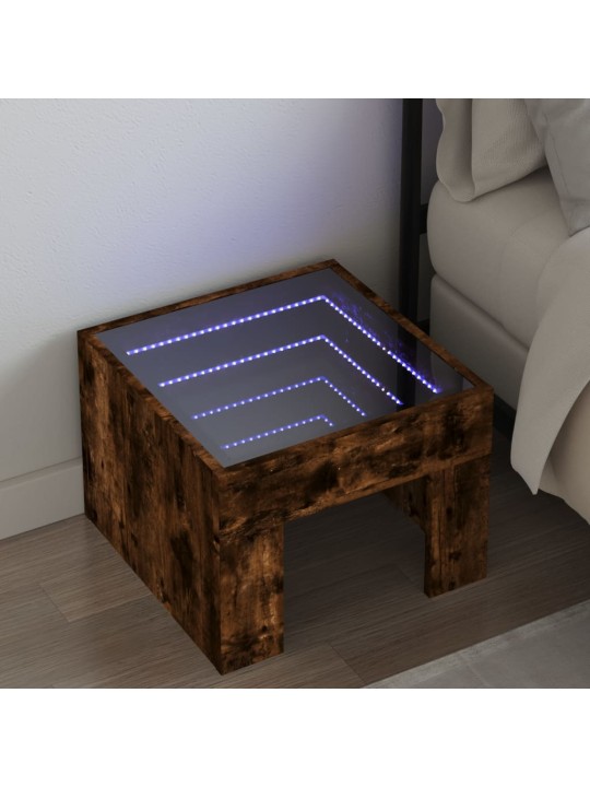 Noční stolek s infinity led kouřový dub 40 x 40 x 30 cm