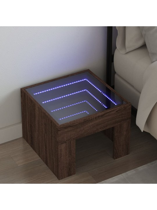Noční stolek s infinity led hnědý dub 40 x 40 x 30 cm