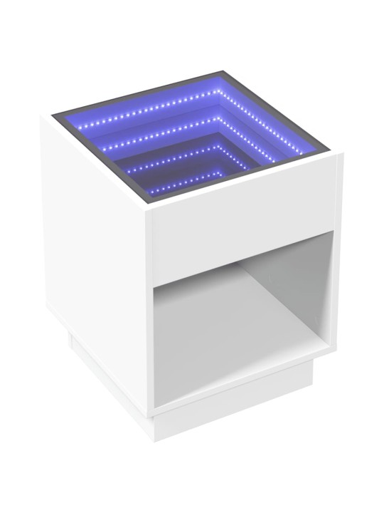 Noční stolek s Infinity LED bílý 40 x 40 x 50 cm