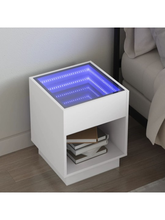 Noční stolek s Infinity LED bílý 40 x 40 x 50 cm