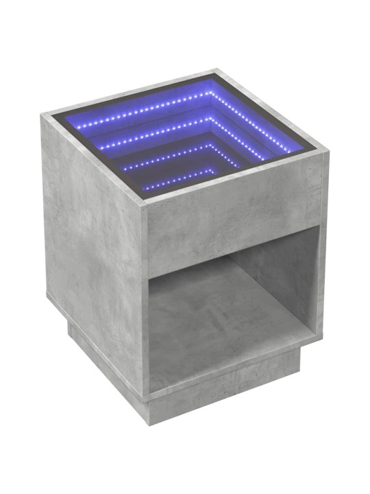 Noční stolek s Infinity LED betonově šedý 40 x 40 x 50 cm