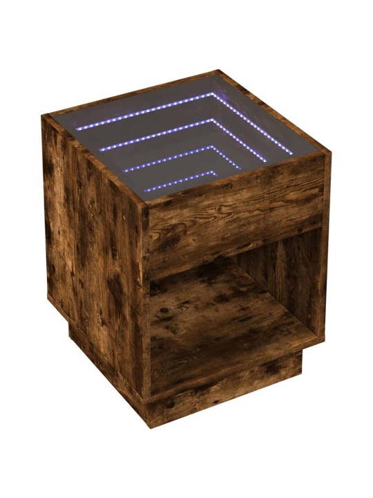 Noční stolek s infinity led kouřový dub 40 x 40 x 50 cm