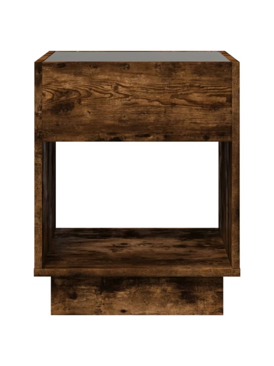 Noční stolek s infinity led kouřový dub 40 x 40 x 50 cm