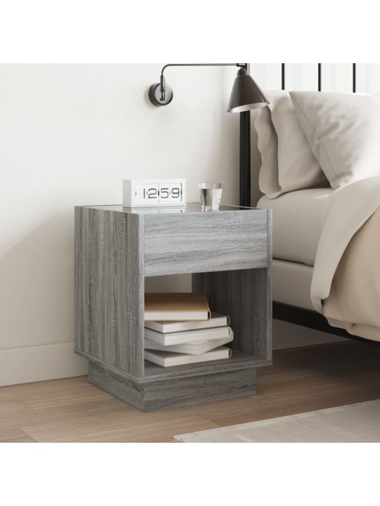Noční stolek s infinity led šedý sonoma 40 x 40 x 50 cm