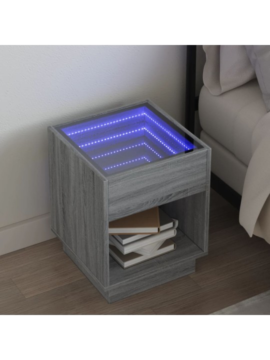 Noční stolek s infinity led šedý sonoma 40 x 40 x 50 cm