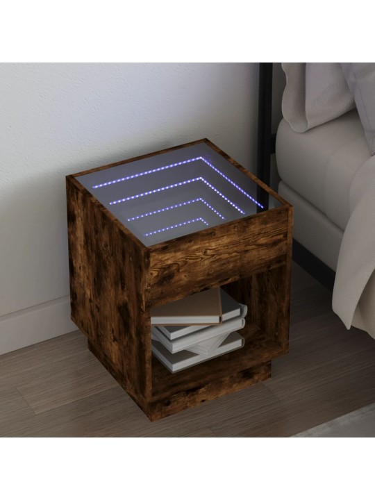 Noční stolek s infinity led hnědý dub 40 x 40 x 50 cm
