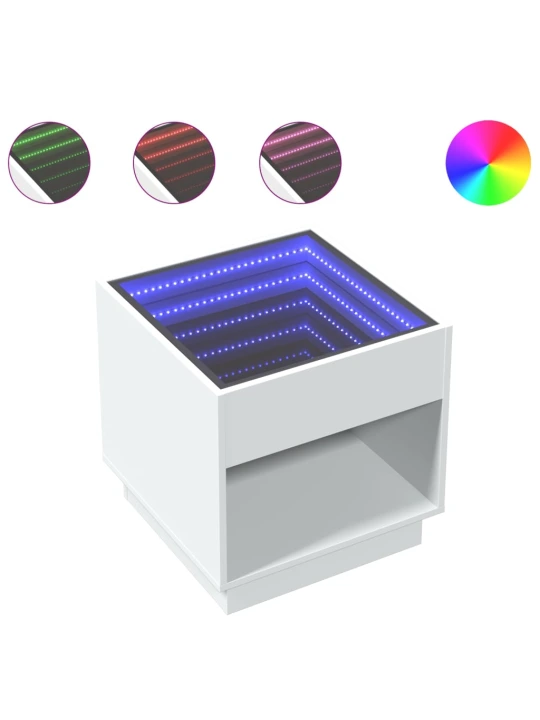 Noční stolek s Infinity LED bílý 50 x 50 x 50 cm