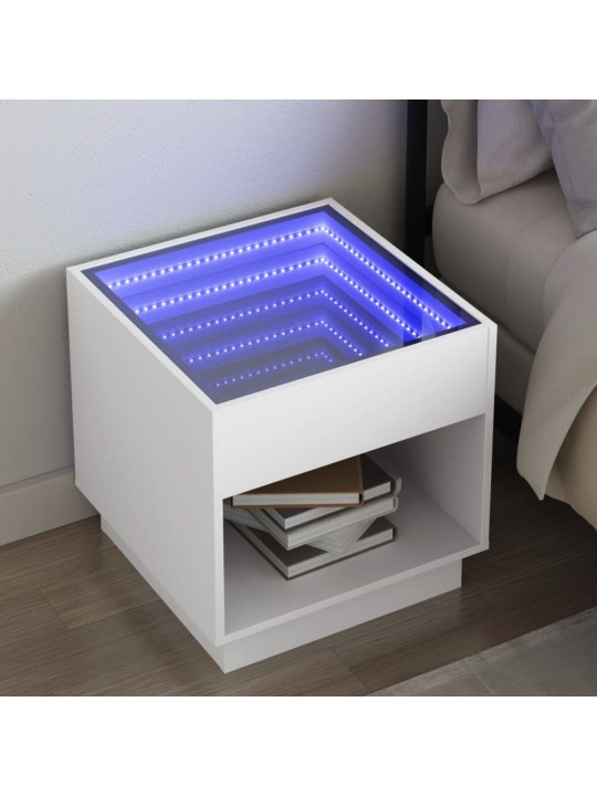 Noční stolek s Infinity LED bílý 50 x 50 x 50 cm