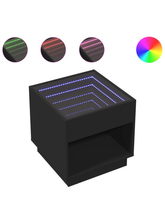Noční stolek s Infinity LED černý 50 x 50 x 50 cm