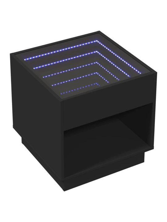 Noční stolek s Infinity LED černý 50 x 50 x 50 cm