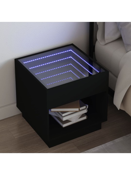 Noční stolek s Infinity LED černý 50 x 50 x 50 cm