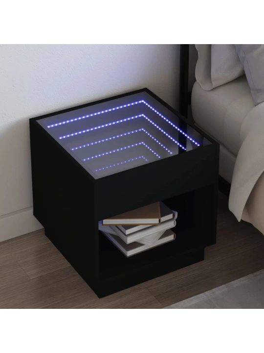 Noční stolek s Infinity LED černý 50 x 50 x 50 cm