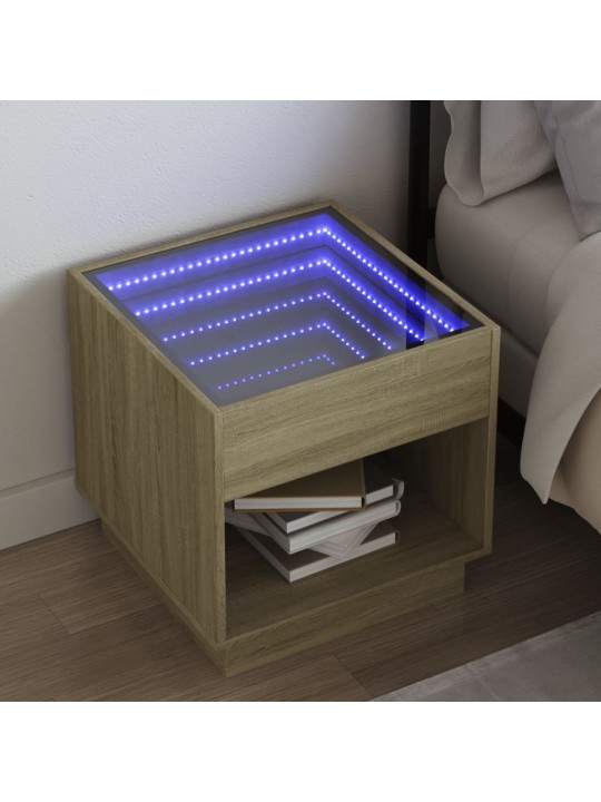 Noční stolek s Infinity LED dub sonoma 50 x 50 x 50 cm
