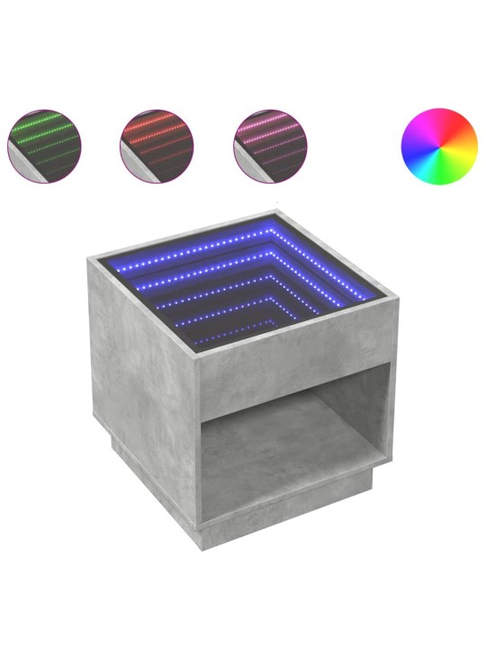 Noční stolek s Infinity LED betonově šedý 50 x 50 x 50 cm