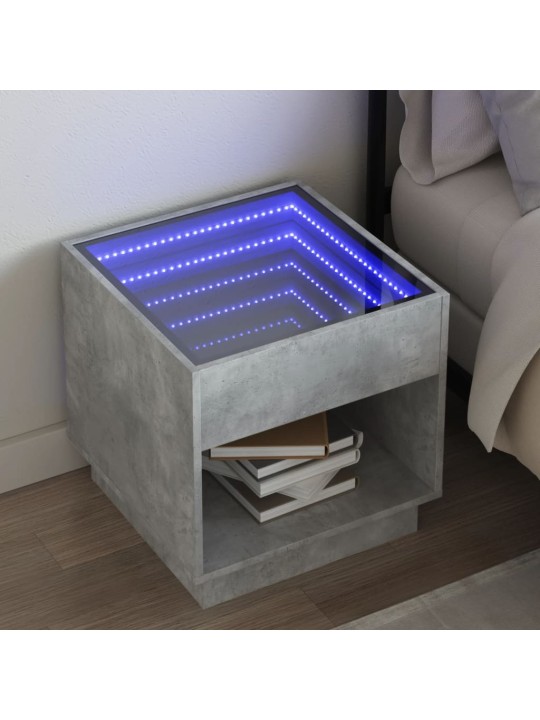 Noční stolek s Infinity LED betonově šedý 50 x 50 x 50 cm