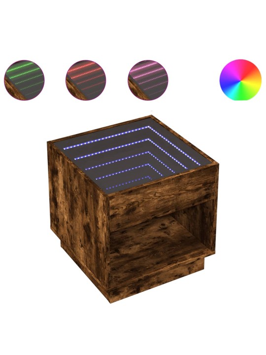 Noční stolek s infinity led kouřový dub 50 x 50 x 50 cm