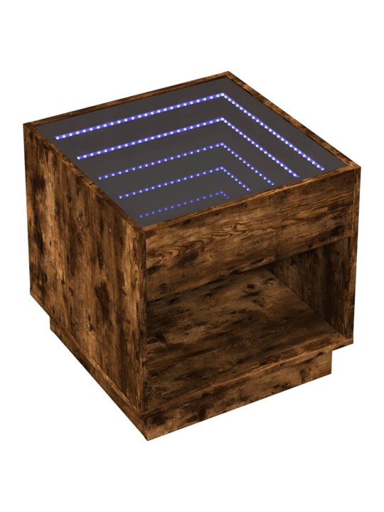 Noční stolek s infinity led kouřový dub 50 x 50 x 50 cm