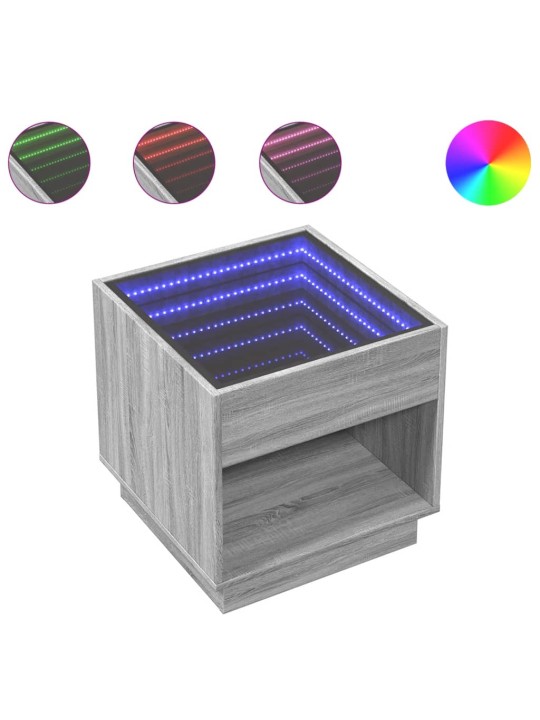Noční stolek s infinity led šedý sonoma 50 x 50 x 50 cm
