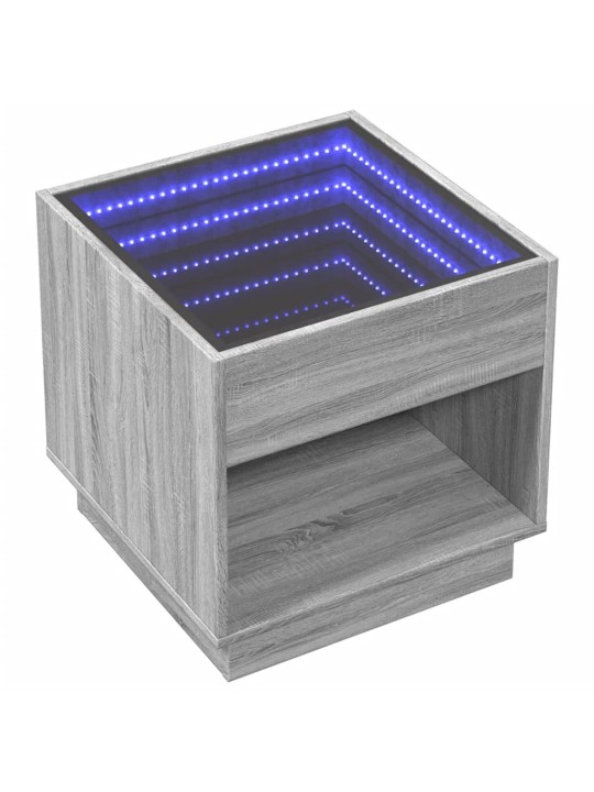 Noční stolek s infinity led šedý sonoma 50 x 50 x 50 cm