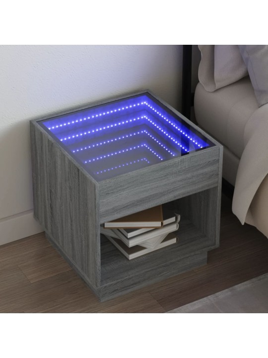 Noční stolek s infinity led šedý sonoma 50 x 50 x 50 cm