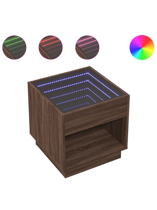 Noční stolek s infinity led hnědý dub 50 x 50 x 50 cm