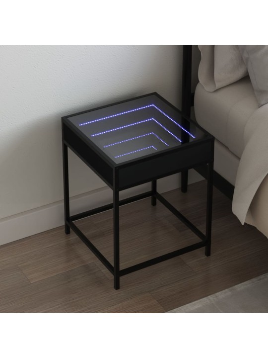 Noční stolek s Infinity LED černý 40 x 40 x 51 cm