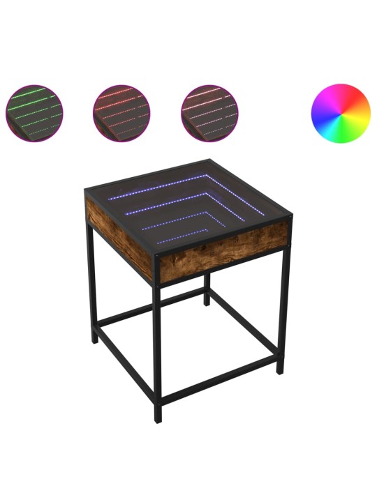 Noční stolek s Infinity LED kouřový dub 40 x 40 x 51 cm