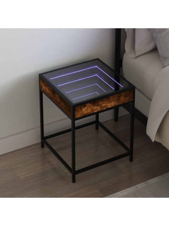Noční stolek s Infinity LED kouřový dub 40 x 40 x 51 cm