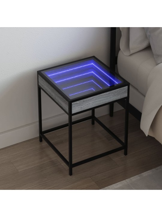 Noční stolek s Infinity LED šedý sonoma 40 x 40 x 51 cm