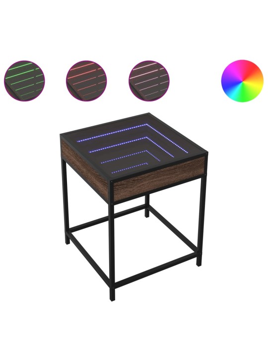Noční stolek s Infinity LED hnědý dub 40 x 40 x 51 cm