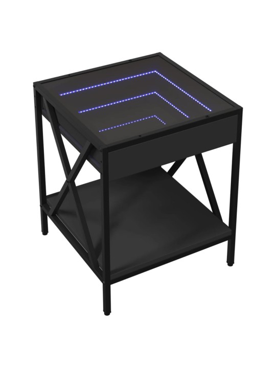 Noční stolek s Infinity LED černý 40 x 40 x 49 cm
