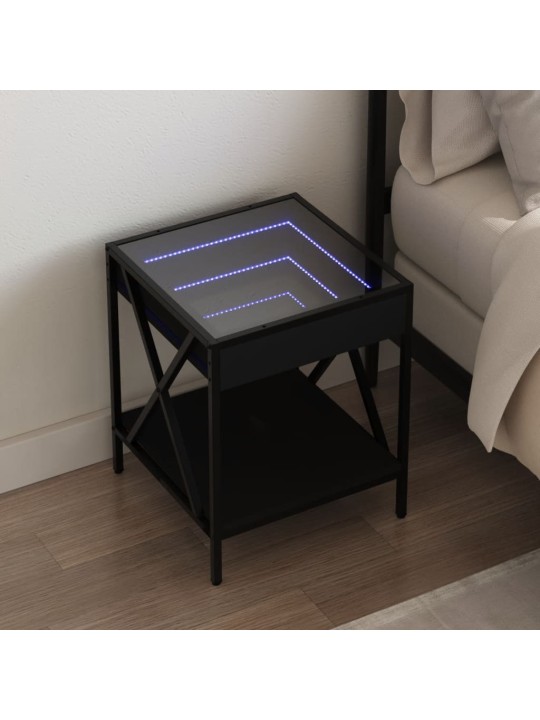 Noční stolek s Infinity LED černý 40 x 40 x 49 cm