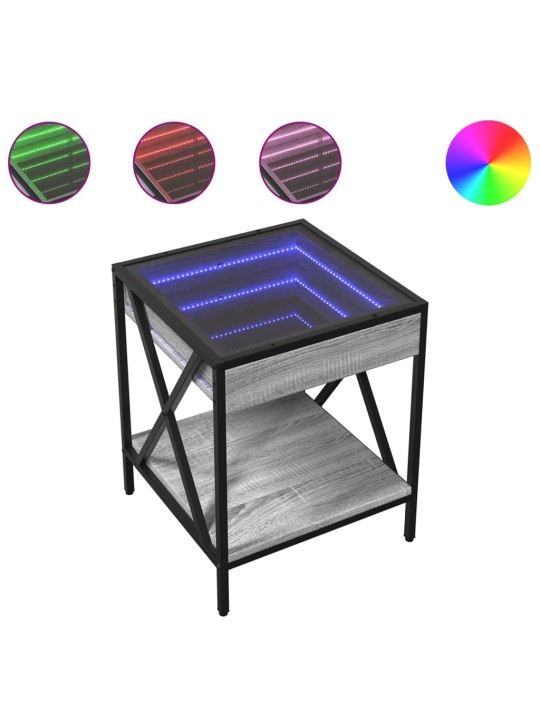Noční stolek s Infinity LED šedý sonoma 40 x 40 x 49 cm
