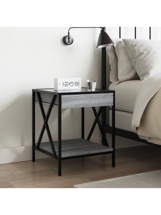 Noční stolek s Infinity LED šedý sonoma 40 x 40 x 49 cm